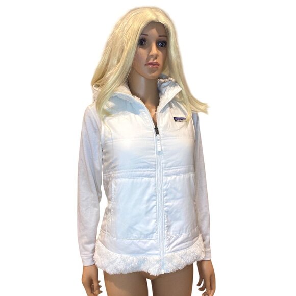 Patagonia Jackets & Blazers - PATAGONIA Women's S Los Gatos Reversible Hooded Fleece Vest White